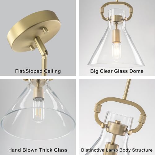 Glass Pendant Light Kitchen Island 9.8" Gold Island Pendant Lights 1 Light (Gold / Special 1 Light)