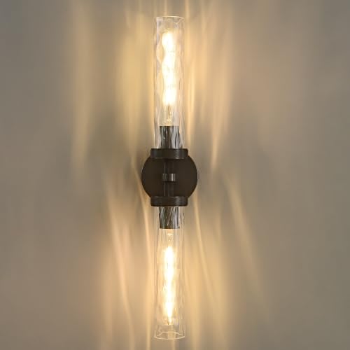 Bathroom Sconce with Water Ripples Glass Tube