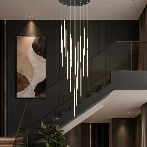 20 Light LED Foyer Chandelier for High Ceilings with Remote (20-Lights(dimmable))