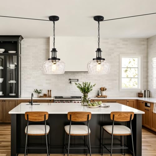 Plug in Pendant Lights Kitchen Island (1 Pack-Matte Black-10"(Plug-and-Play))