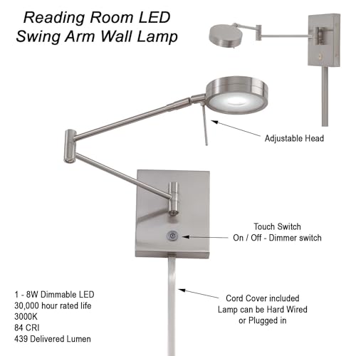 P4308 084 George's Reading Room LED Swing Arm Wall Lamp (Brushed Nickel)