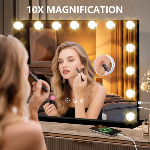 Vanity Mirror with Lights (Black / 23"L x 18"W)