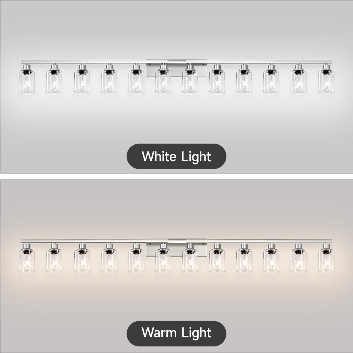 Brushed Nickel Bathroom Vanity Light Over Mirror 12 Light 78in (Nickel / 12-light)