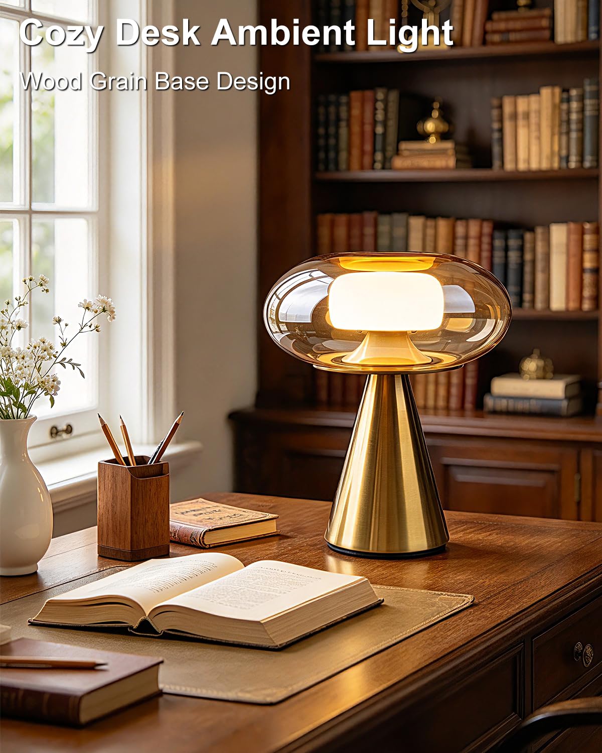 Mushroom Table Lamp Dimmable RGB Ambient Lighting Bedside Lamp (26-Gold-Mushroom)