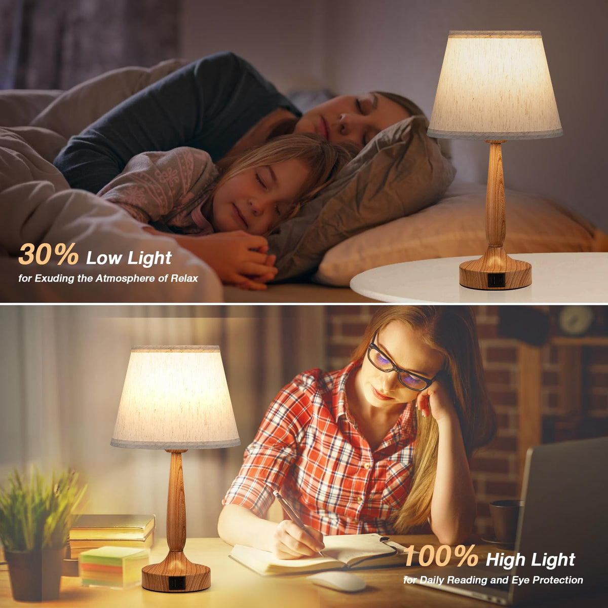 Wood Paint Touch Table Lamp for Bedroom (Wood Paint)