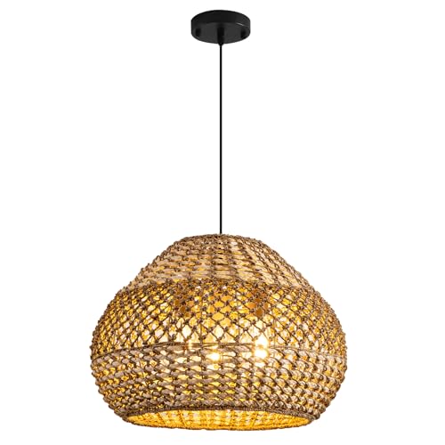 Round Rattan Pendant Light Fixtures