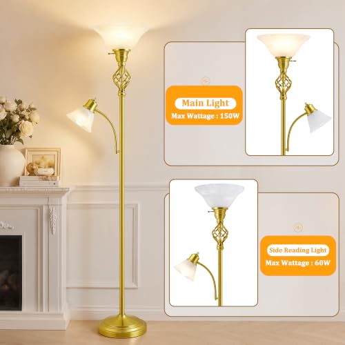 Torchiere Floor Lamp for Living Room (Gold 2)