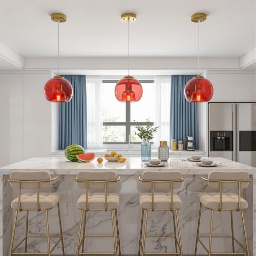 Red Glass Pendant Light Kitchen Island (Red(7.87 in) / 1-Pack)