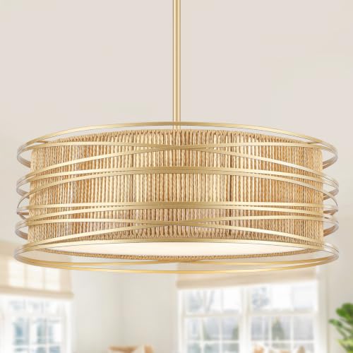 15.7'' Black Drum Chandelier for Dining Room Farmhouse Rustic Pendant Light 3