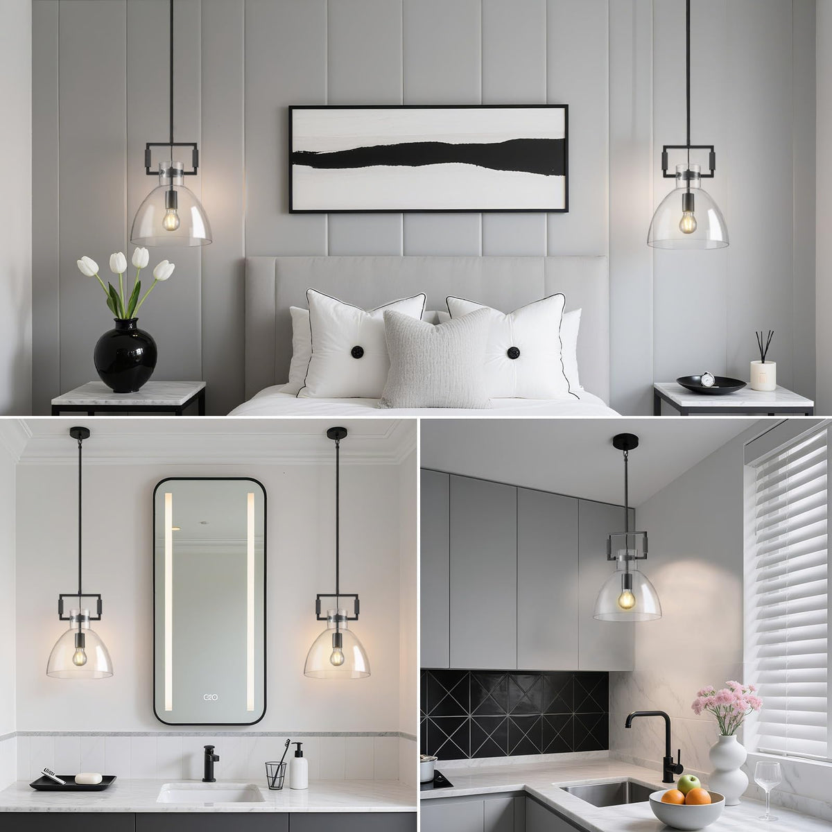 10 '' Modern Large Black Kitchen Island Pendant Light (Blak-10-In)