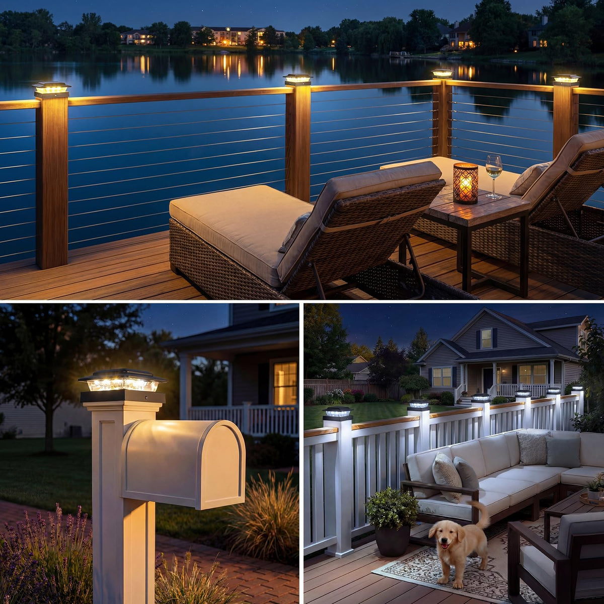 4x4 Solar Post Cap Lights Outdoor 6Pack (Black / 6 Pack)