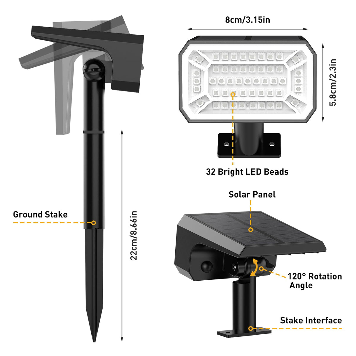 Solar Color Changing Spot Lights Outdoor (Colored)