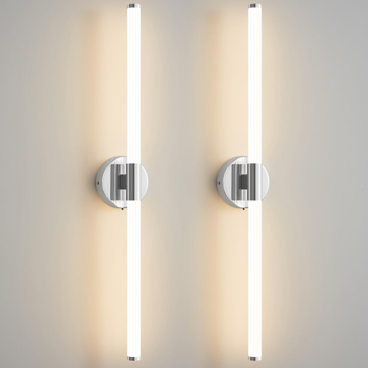 Wall Sconces Set of 2 Hardwired LED Vanity Light Chrome 31" (Chrome / 31 inch)