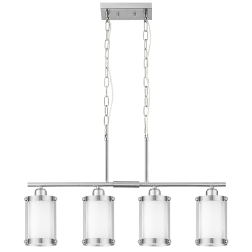 Brushed Nickel 4 (Nickel + Milk Glass / 4-Light, Linear)