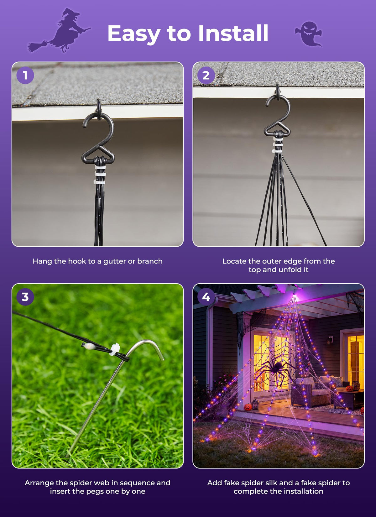 Halloween Decorations Outdoor (Orange & Purple - New Model)