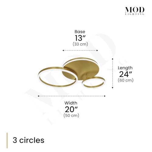Chloe Flush Mount Ceiling Light (Metallic Gold / 3 Circles / Warm White)