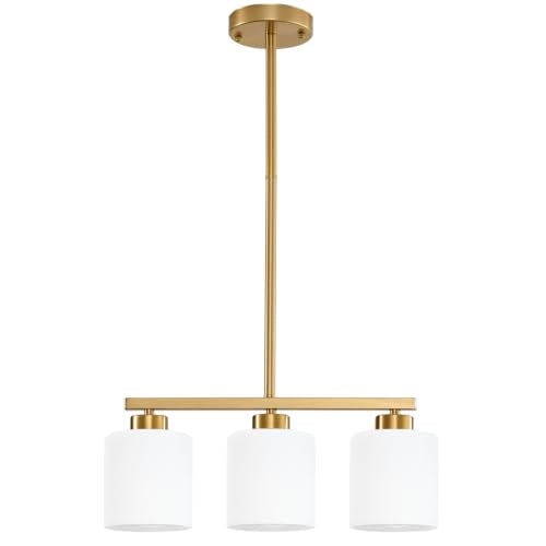 3 Light Brushed Gold Kitchen Island Lighting (Gold & Milky White Glass / 3 Light)