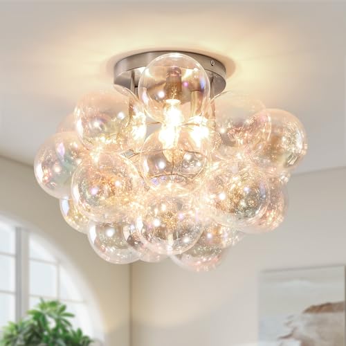 Glass Flush Mount Ceiling Light Fixture