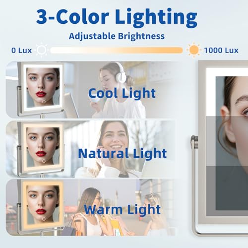 Wall Mounted Makeup Mirror with Lights 1X (Brushed Nickel)