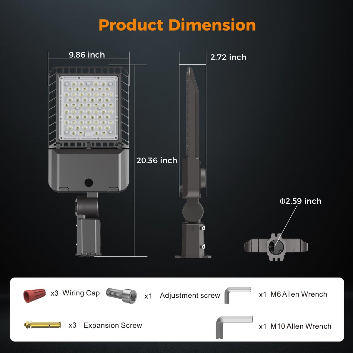 180W LED Parking Lot Light 45000LM Outdoor Street Lights 6 Pack