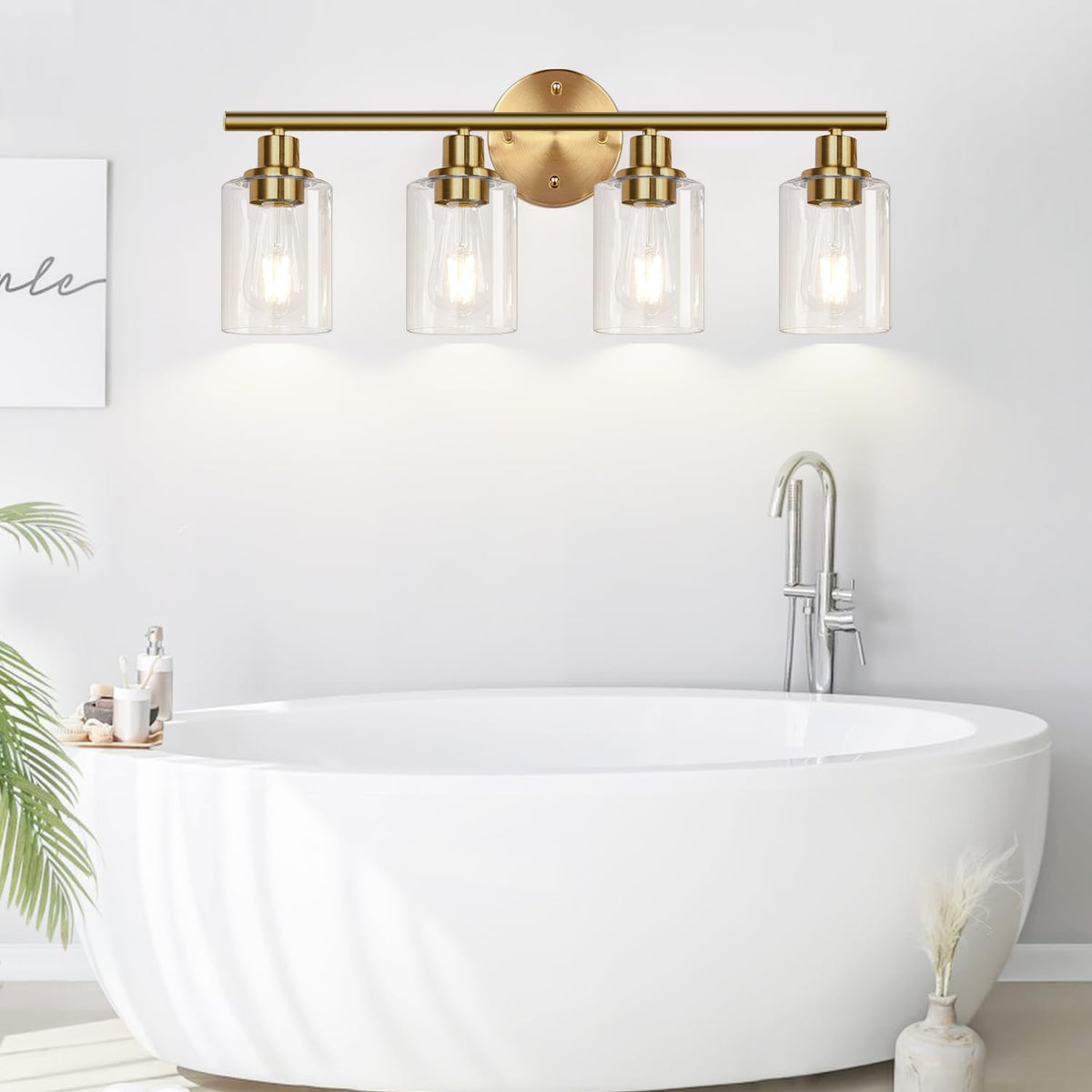 4 Light Bathroom Light Fixtures (Brushed Gold / 4-light)