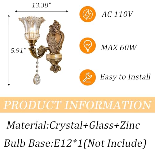 Crystal Wall Sconces Set of 2 (Gold / 2PC)