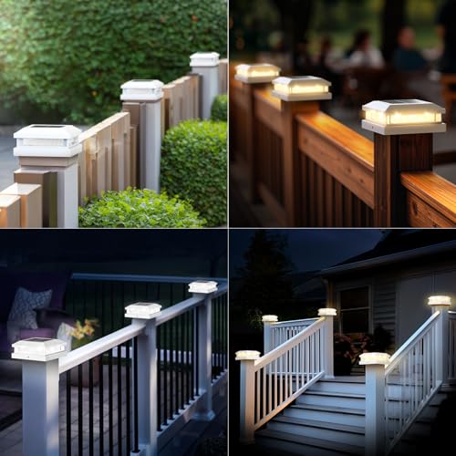 4x4 5x5 Solar Post Cap Lights Outdoor 12 (White / 12 Pack)