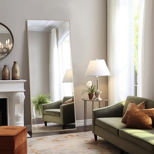 Full Length Floor Mirror (Gold-rect / 64"L x 21"W)