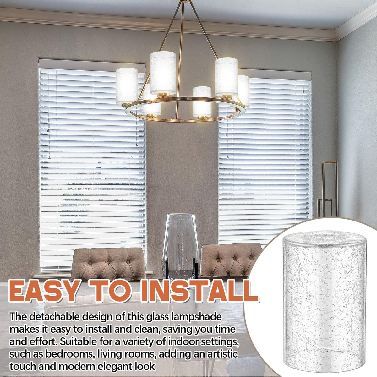 6 Pcs Clear Crackle Glass Lamp Shade 1 (Clear / Crackle)
