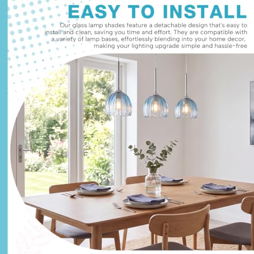 2 Pcs Glass Tulip Lamp Shade (Ombre Blue)