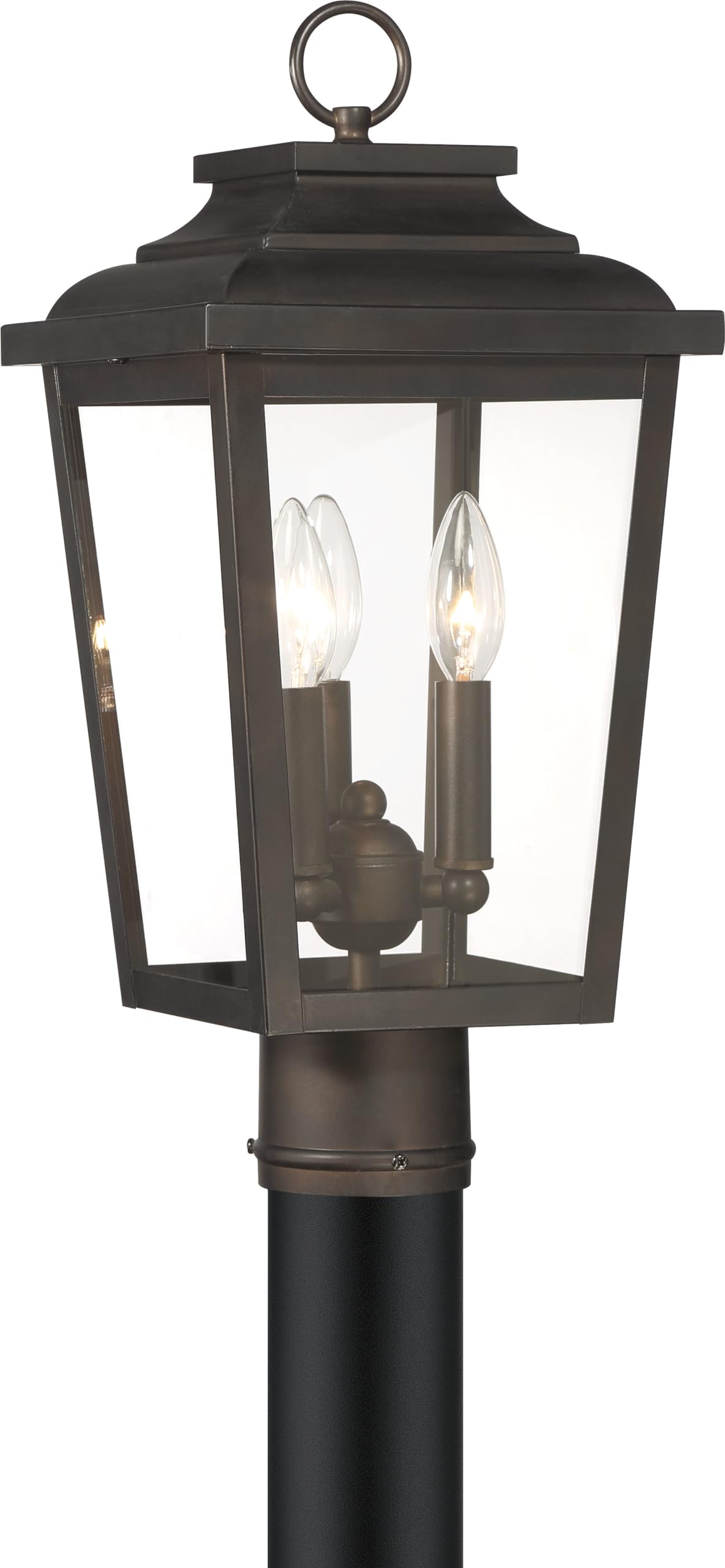 Irvington Manor 3 Light Post Mount in Chelesa Bronze Finish and Clear Glass (Chelesa Bronze Finish with Clear Glass / 18-Inch Tall (3-Light))