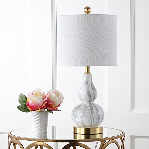 Anya Gourd Glass Table Lamp 20.5" (Single / Black / White)