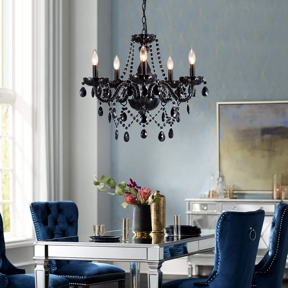 Saint Mossi Modern K9 Crystal Chandelier (Black Crystal / W19" 1 Tier)