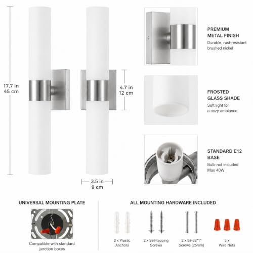 Wall Sconce Set of 2 (Nickel / 17in)
