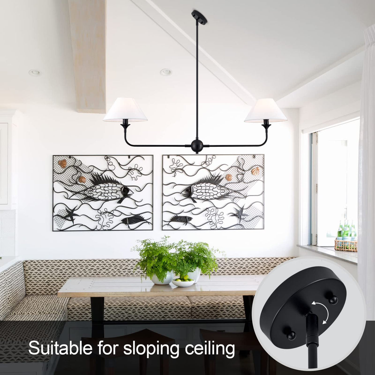 Modern Linear Chandelier (Black)