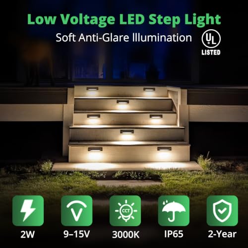 6 Pack LED Low Voltage Linear Step Lights (Black / 3000K-6 Pack)