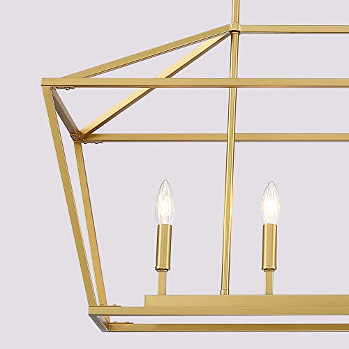 40in Gold Linear Cage Chandelier (Gold)