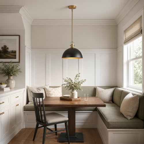 13 in Dome Pendant Light (Black and Gold / 13 Inch)