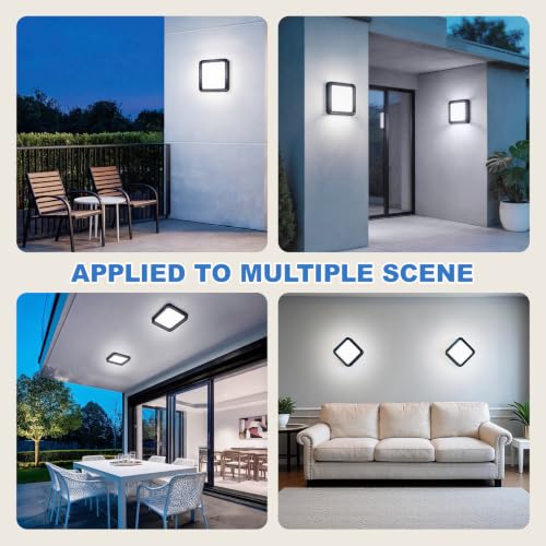 36W LED Outdoor Wall Sconces Black Exterior Lighting Fixture (Black)