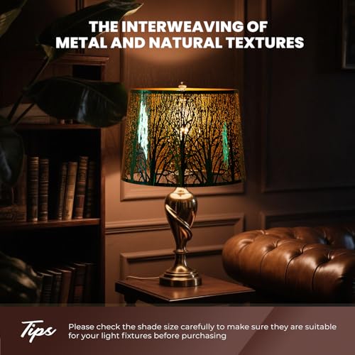 Stainless Steel Large Drum Lampshade (Green/Gold)