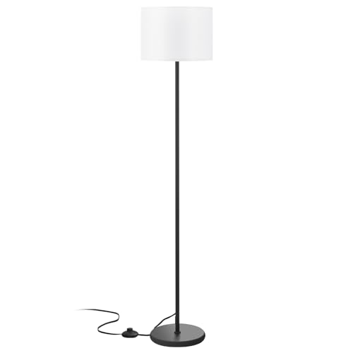 Modern Floor Lamp Simple Design with White Shade & Foot Pedal Switch