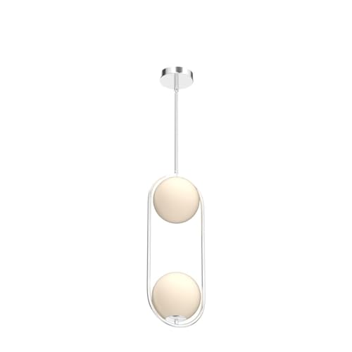Chrome Pendant Lighting Fixture with Globe Glass Lampshade 2
