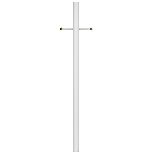 Traditional Outdoor White Lamp Post with Cross Arm for Driveways and Porches