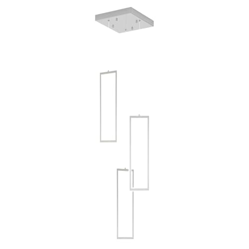 3 Lights Modern Rectangle Chandelier Dimmable Pendant Lighting Adjust LED Staircase Chandelier Hanging Light Fixtures for Kitchen Island Dining Room Entryway Foyer Chrome