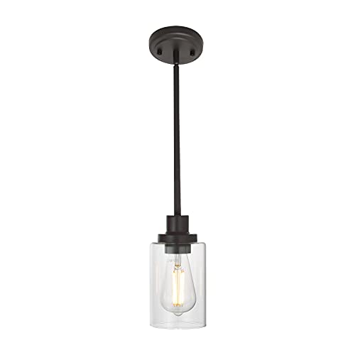 1 Light Glass Pendant Light Oil Rubbed Bronze Finish