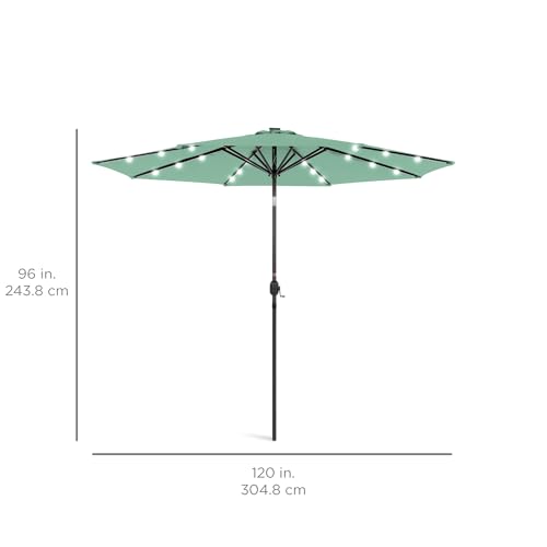 10ft Solar Polyester LED Lighted Patio Umbrella w