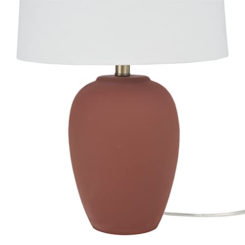 Home 23" Rust Orange Ceramic Pot Table Lamp for Bedroom