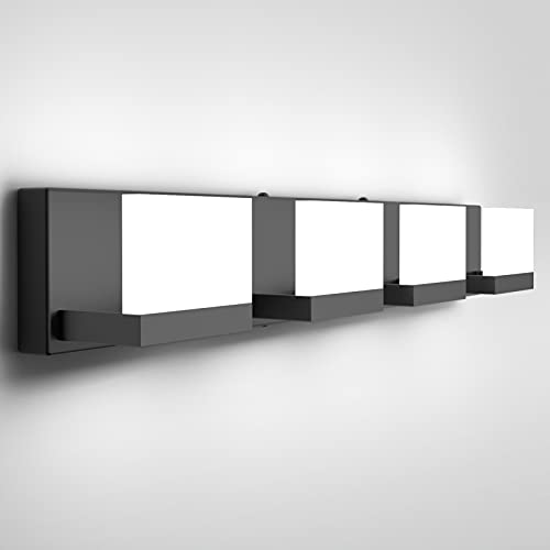 4 Lights Modern Black Vanity Light Up and Down Black LED Vanity Light Fixtures Bathroom Vanity Light Fixtures Over Mirror 6000K