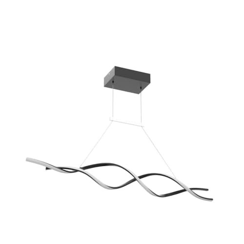 Jaycomey Modern Chandelier for Dining Room Dimmable LED Pendant Light with Remote Control, Acrylic Wave Chandeliers Adjustable Hanging Chandeliers for Bedroom Kitchen Living Room,3000K-6000K,28W,Black