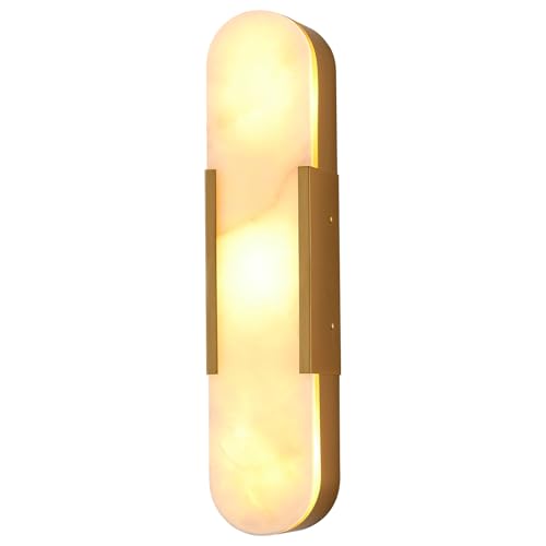 Modern Alabaster Wall Sconce Brushed Brass Finish